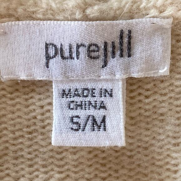 Pure Jill Wool Blend Cream Sweater V-Neck Pocket Sz S/M Closet Staple Layering - Picture 11 of 12